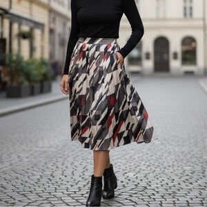 Etro A-Line Skirt with Geometric Patterns - Black, Red, Cream Etro Skirt.